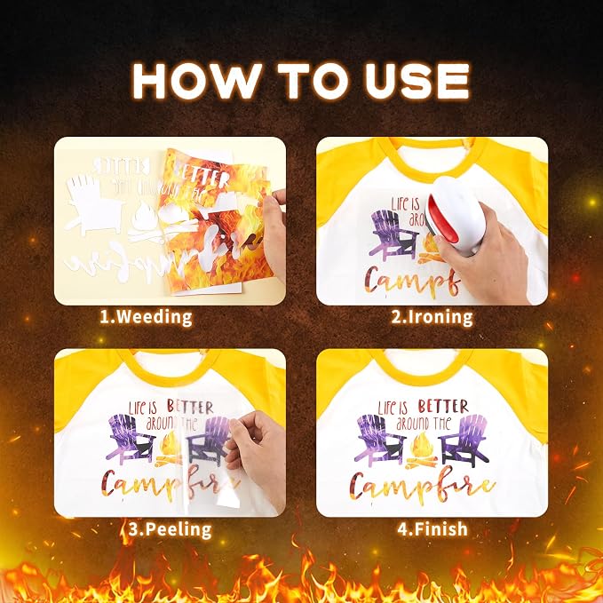 Tintnut Yellow Flame Heat Transfer Vinyl, stretch washable, suitable - Image 4