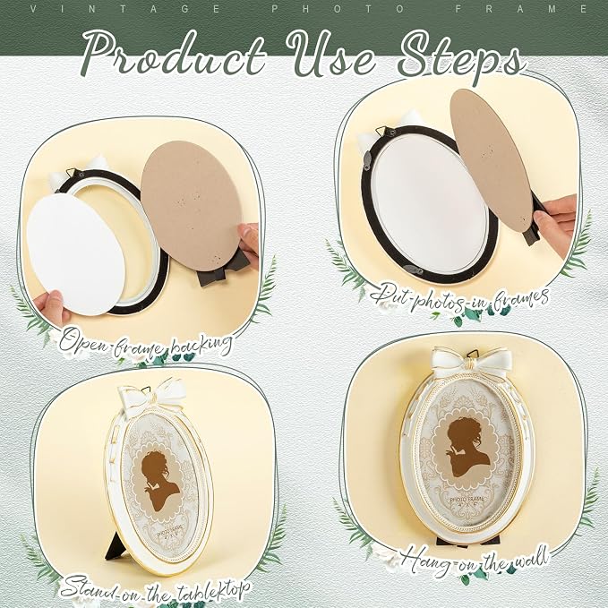Vicenpal 3 Pcs Tiny Picture Ornate Frames 4 x 6 Inch Small Vintage Oval Picture - Image 6