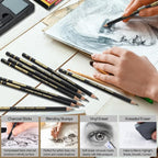 KALOUR 26-Piece Professional Sketch Pencil Set, 4H to 14B Graphite Pencils | - Image 4