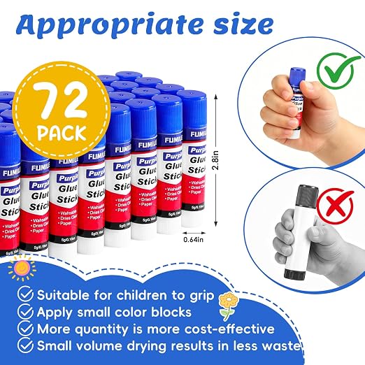 72 Pack Glue Sticks Bulk for Kids, Disappearing Purple Glue Sticks for - Image 2