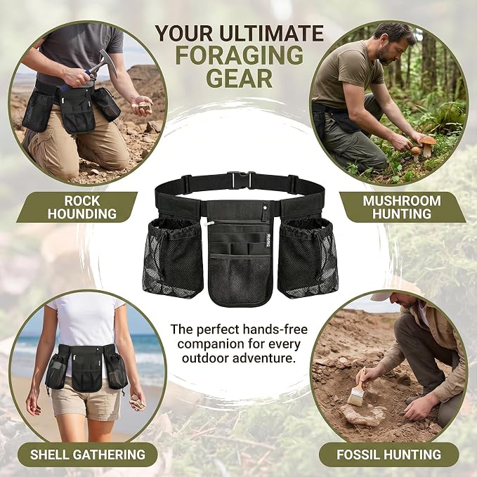 Rock Collecting Waist Bag, Mushroom Hunting, Mesh Fanny Pack - Image 6