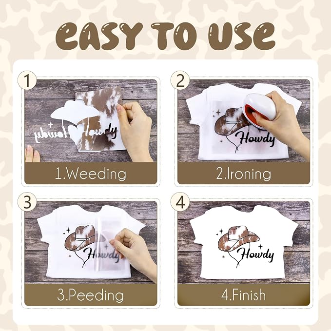 Tintnut White Cowhide Heat Transfer Vinyl, easy cut & weed, stretch washable - Image 3