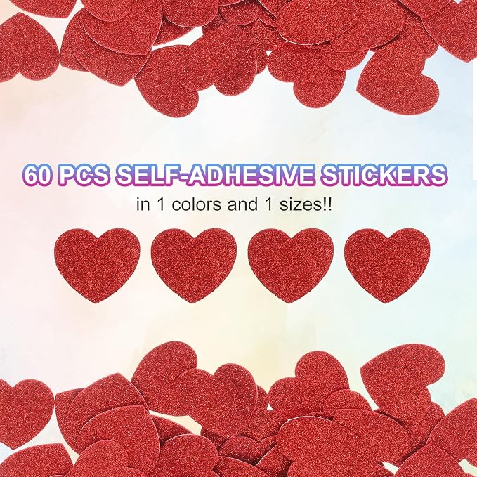 MECCANIXITY 60Pcs Glitter Foam Stickers 1 Inch Self-Adhesive Sparkly - Image 3