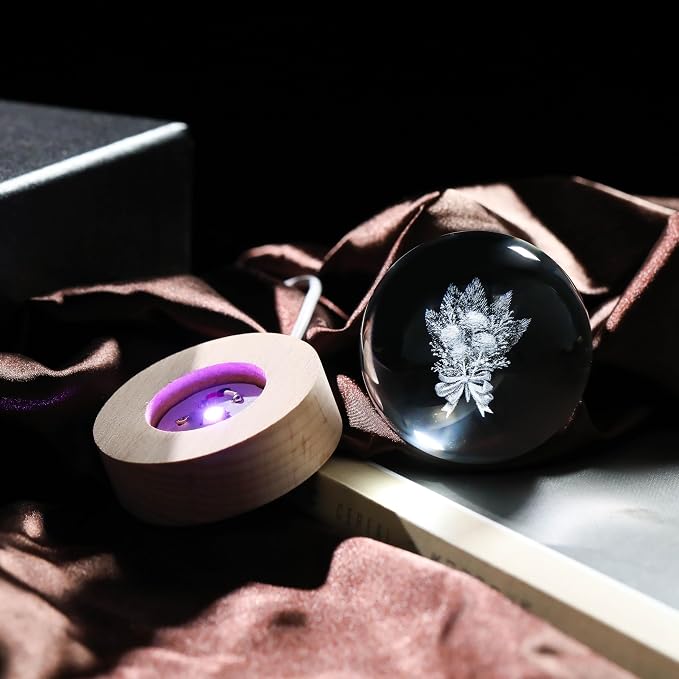 3D Carnation Gifts for Women Crystals Ball 60mm - Image 4