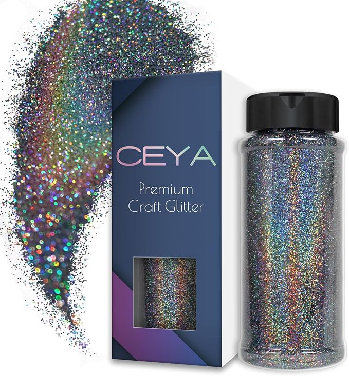 Ceya 3.8oz/ 110g Holographic Ultra Fine Glitter Powder Laser Silver Grey by CEYA