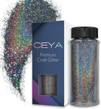 Ceya 3.8oz/ 110g Holographic Ultra Fine Glitter Powder Laser Silver Grey by CEYA