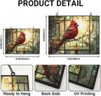 Rectangle Vintage Cardinal On Branch Stained Glass Window Hanging Customized - Image 3