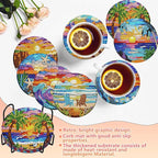 8 PCS Diamond Art Coasters Kits Sunset Beach Diamond Painting Coaster | Diamond - Image 5