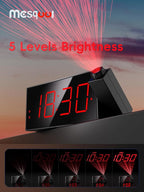 Mesqool Projection Alarm Clock, Loud Vibrating Alarm Clock - Image 4