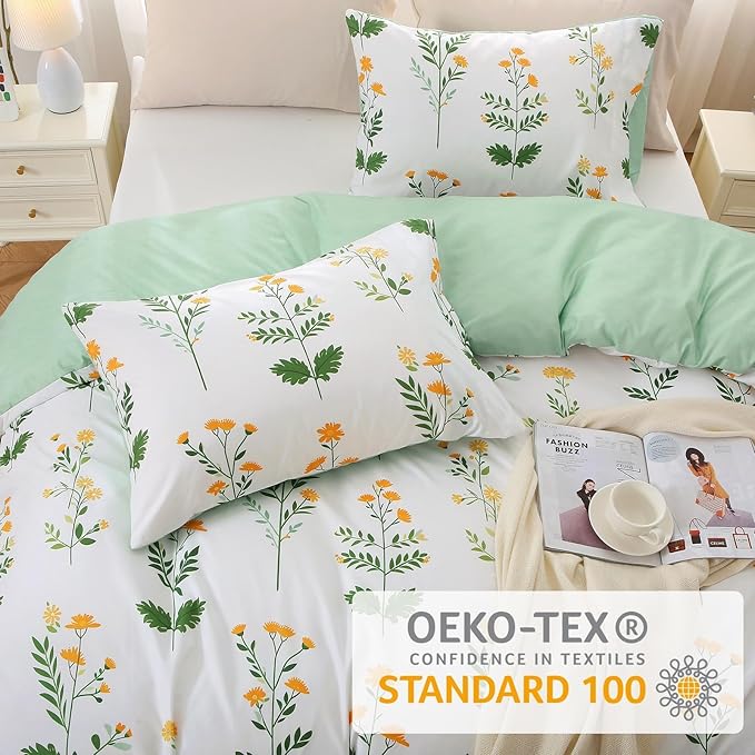 Duvet Cover Queen Size, Reversible Floral Vintage Duvet Cover Set - Image 4
