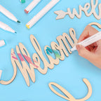 Welcome Hello Unfinished Wooden Letters Wood Cutout Signs - Image 3