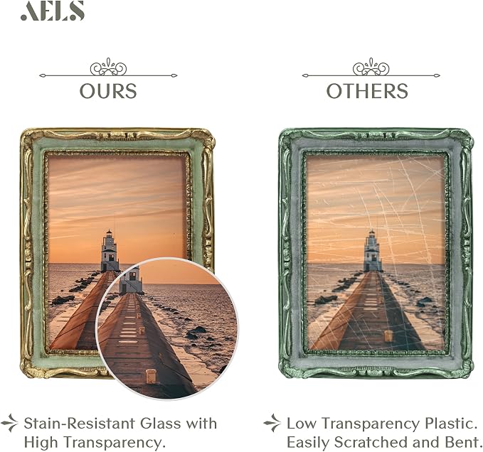 AELS 5x7/8x10 Inch Vintage Picture Frame, Elegant Antique Photo Frames - Image 3