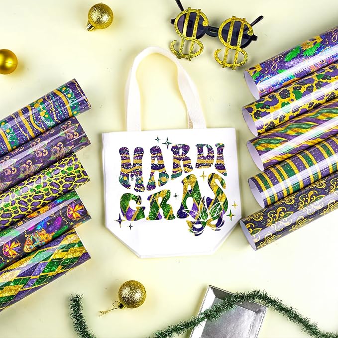 HTVSTD Mardi Gras Mark Heat Transfer Vinyl 10Sheet 12×10in Iron on Vinyl | - Image 5