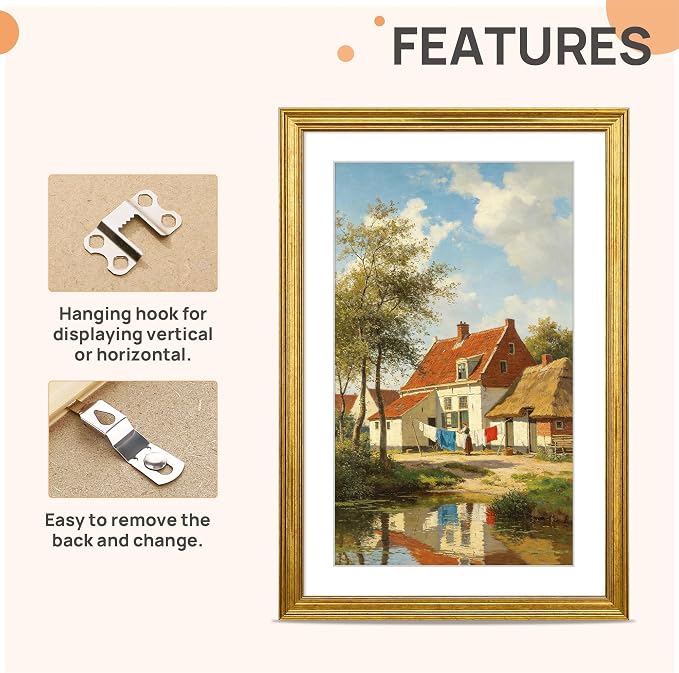 upsimples 11x17 Picture Frame, Vintage Frames Decor, Wall or Tabletop Display - Image 5