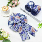 Blue Floral Wired Ribbon 2 Rolls, 2.5 Inch x 20 Yards Vintage Blue and White - Image 7