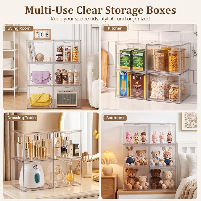 XX-Large Clear Acrylic Display Case, 1 Pack | Extra Large Stackable Storage Bins - Image 4