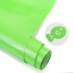 Neon Green Glitter HTV Heat Transfer Vinyl, Glitter Iron on Vinyl 10" x8ft | - Image 2
