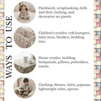 Soft Meadow Patchwork Cotton Fabric Panel, Pastel Floral & Stripe Design - Image 9