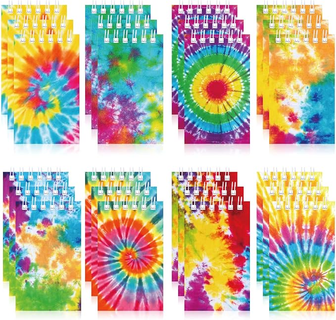 Nezyo 24 Pcs 2.3x3.9'' Mini Tie Dye Notebooks, Little Spiral Pocket Journal by Nezyo