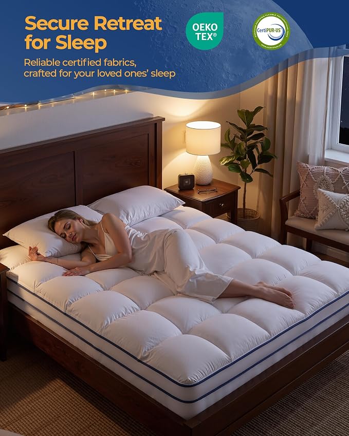 KAYFIA Full Mattress Topper, Extra Thick Mattress Pad Cover - Image 3