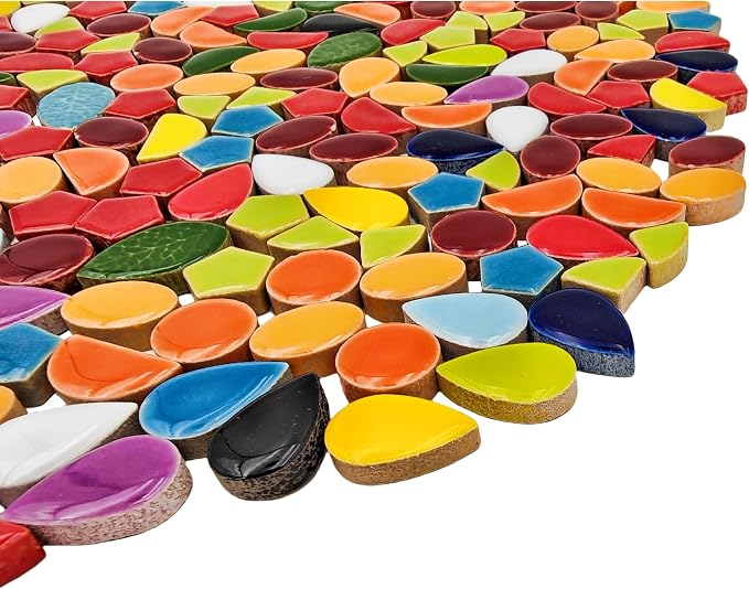 1.1lb Ceramic Mosaic Tiles, Mixed Colour Ceramic Mosaic Pieces - Image 3