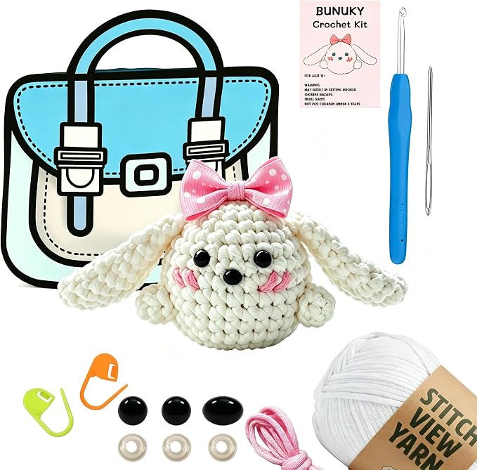 BUNUKY Beginner Crochet Kit, Snowy Bunny Amigurumi Starter Kit by Unknown