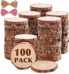 100 Pack Nature Wood Slices for Crafts, 2.4-2.8In Unfinished Natural Wood by VKIZA