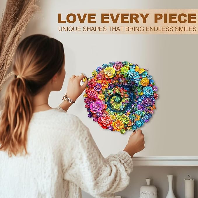 Rainbow Vortex Succulents Puzzles Adults Gifts Wooden 240 Pieces 13.4 * 12.7in - Image 5