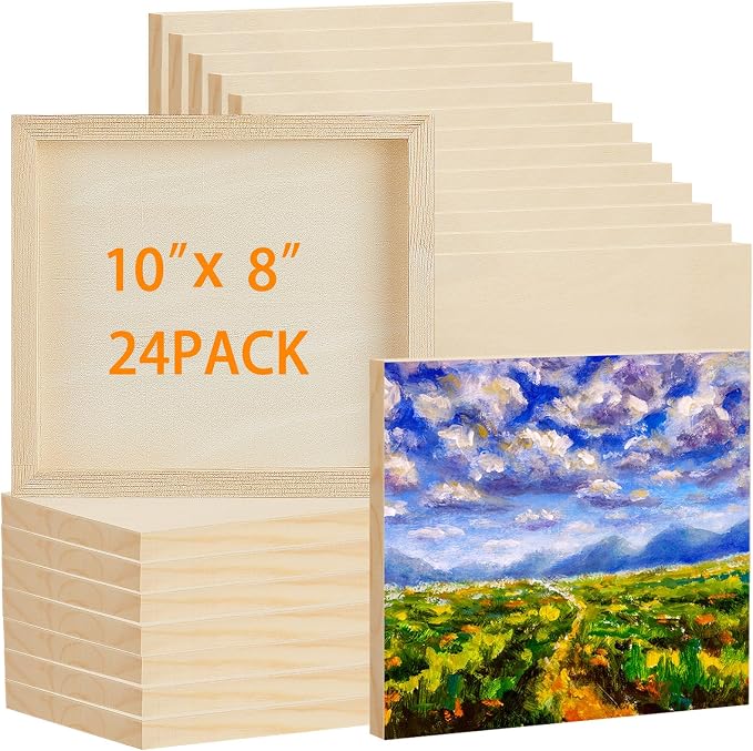 Barydat 24 Pcs Wood Panels for Painting 10'' x 8'' Unfinished Wood Canvas Board by home