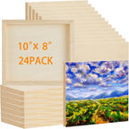 Barydat 24 Pcs Wood Panels for Painting 10'' x 8'' Unfinished Wood Canvas Board by home