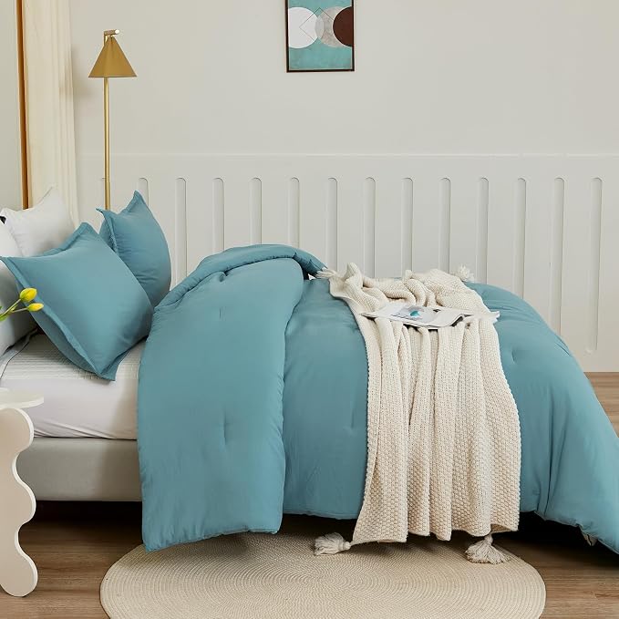 Litanika Twin XL Comforter Set Grayish Teal, 2 Pieces Extra Long Dorm Bedding - Image 7