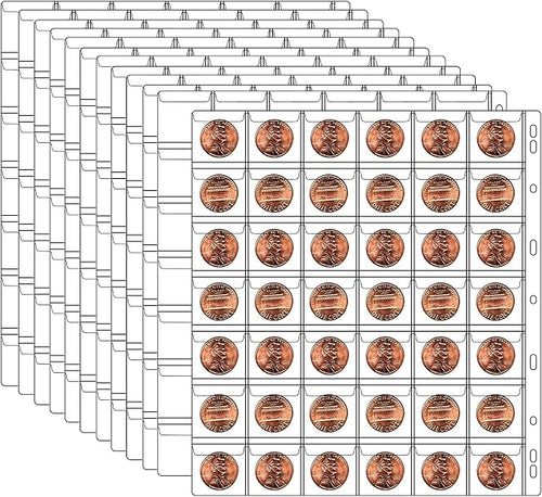 10 Sheets Coin Collection Pages, Coins Pocket Page by Ettonsun