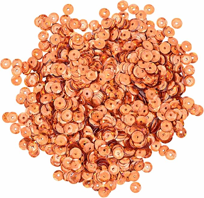 Mandala Crafts 6mm Cup Holographic Orange Sequins - Image 2