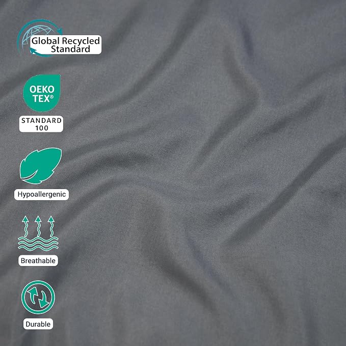 ZPECC Queen Flat Sheet Only 1 Pack, Durable Dark Gray Top Bed Sheets - Image 2