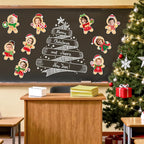 54Pcs Christmas DIY Paper Cutouts, Christmas Gingerbread Man Cut Outs Bulletin - Image 5