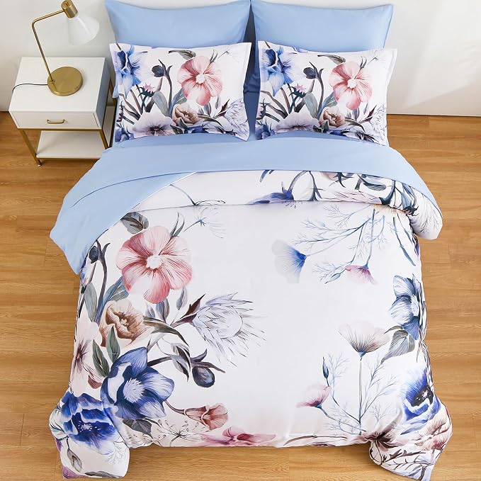 Luxudecor Floral Comforter Set Queen Size 7 Piece, Elegant Floral Comforter - Image 3