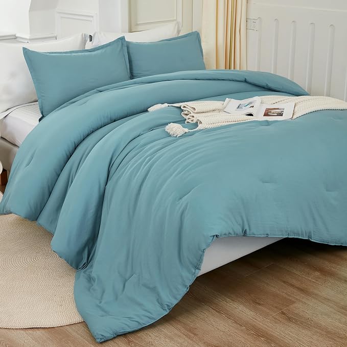 Litanika Twin XL Comforter Set Grayish Teal, 2 Pieces Extra Long Dorm Bedding - Image 6