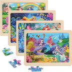 Wooden Puzzles for Kids Ages 4-6, 4 Packs 24 PCs Unicorn Mermaid Princess Fairy by Unknown