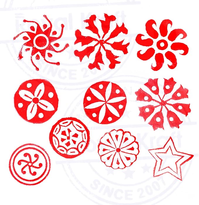 Paper Print Stamps Intricate Small Round Pattern Wood Blocks - Image 3