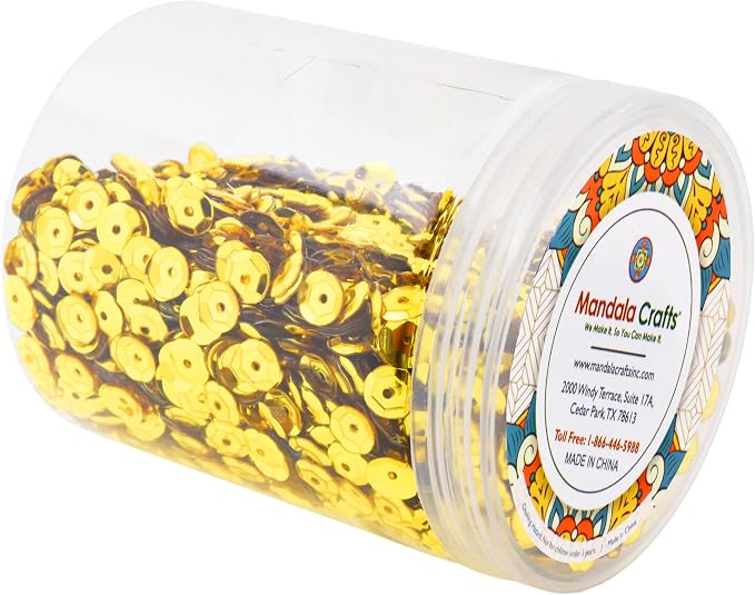 Mandala Crafts 6mm Cup Round Yellow Sequins - Image 4