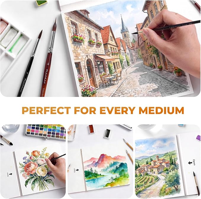 Fuumuui 8×8 Watercolor Paper Block, Textured Rough 100% Cotton Watercolor Paper - Image 8