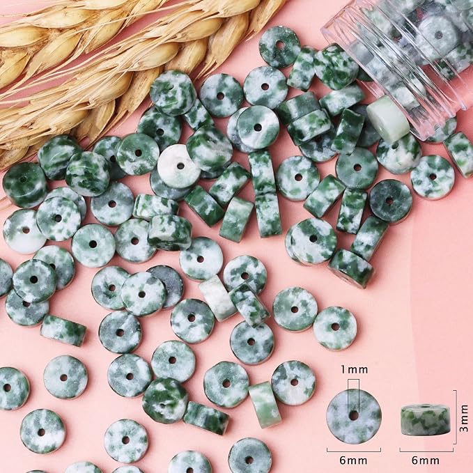 Natural Stone Heishi Beads for Necklace Making, 4 mm x 6 mm Small Flat Round - Image 6