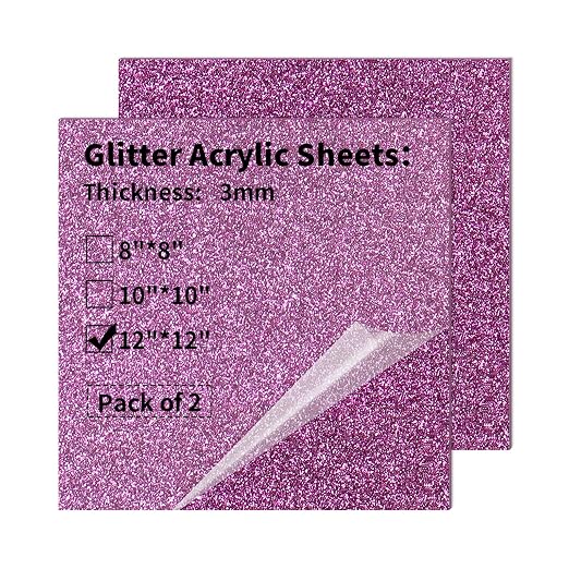 Glitter Acrylic Sheets 12 x 12 inch 1/8" Thick by gdhwcxl