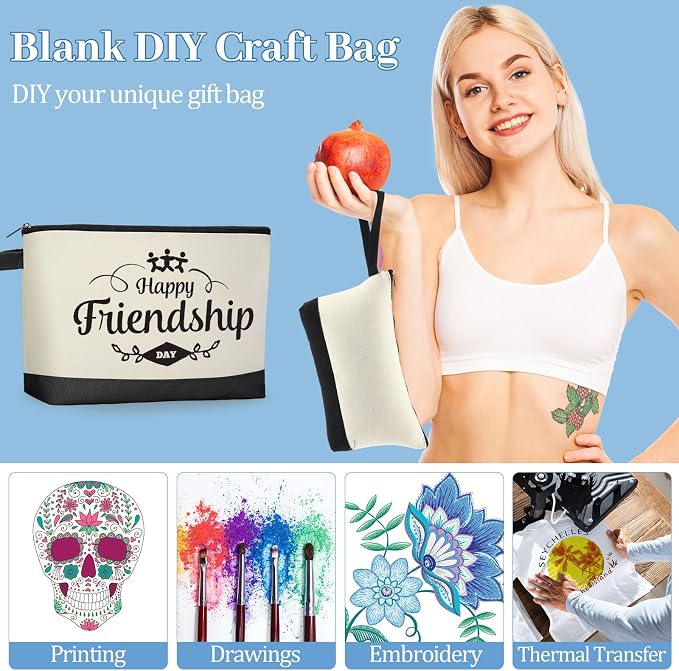 Silkfly 30 Pcs Cotton Canvas Makeup Bags Cosmetic Zipper Bags 10.2 x 5.5 x 2'' - Image 6
