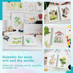3 Pack 90 Sheet Watercolor Paper Pad 5.5“ x 8.5”, 140lb/300 GSM Cotton Cold - Image 7