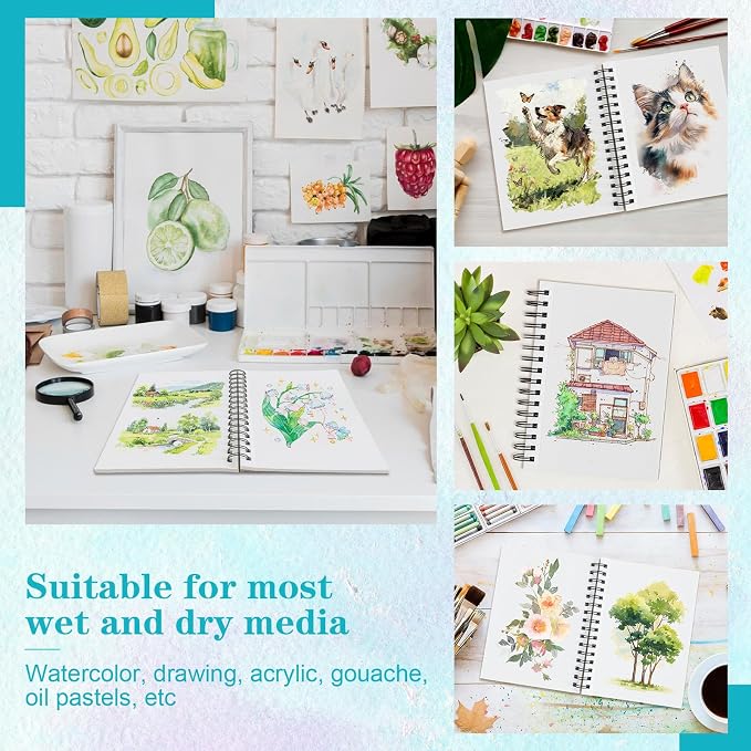 3 Pack 90 Sheet Watercolor Paper Pad 5.5“ x 8.5”, 140lb/300 GSM Cotton Cold - Image 7