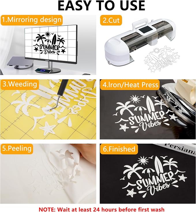 FUNKAKA White HTV Heat Transfer Vinyl Rolls, HTV Vinyl - Image 4