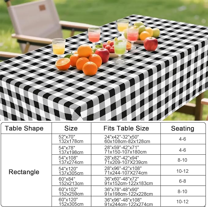 Smiry Rectangle Table Cloth, Waterproof Vinyl Tablecloth - Image 7