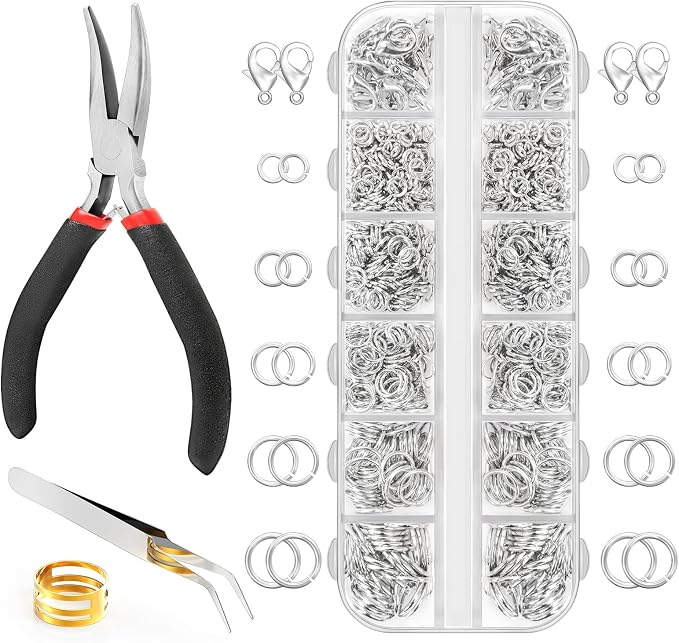 1200 Pcs Jump Rings for Jewelry Making Supplies, Necklace Repair Kit by QulltkClasp