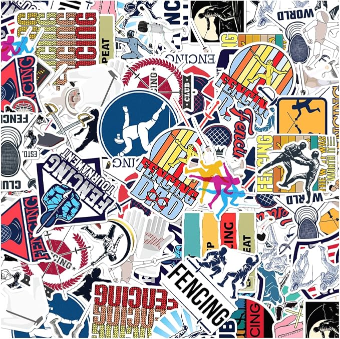 Fencing Sports Themed Stickers Pack Vinyl 50pcs by rabowa